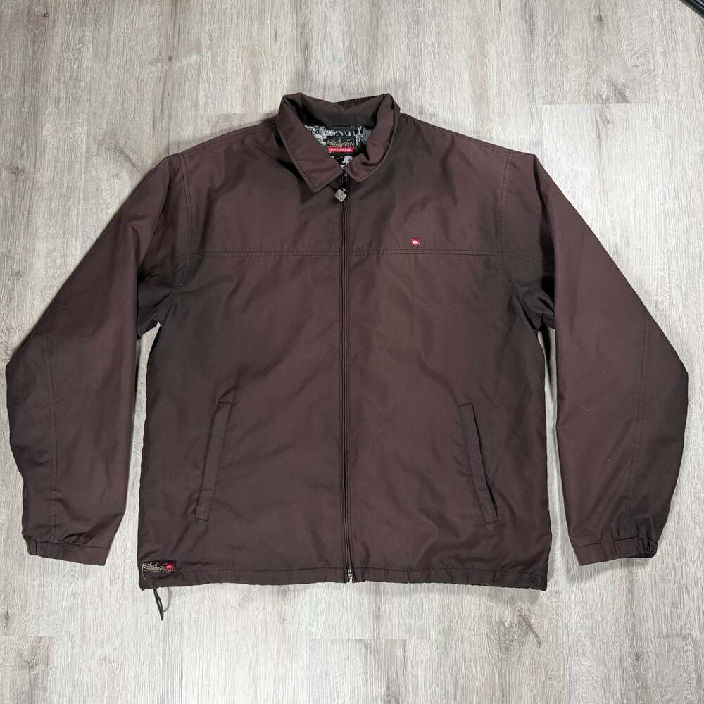 Quiksilver Men's Brown Lightweight Full-Zip Windbreaker Jacket XL Y2K Skater